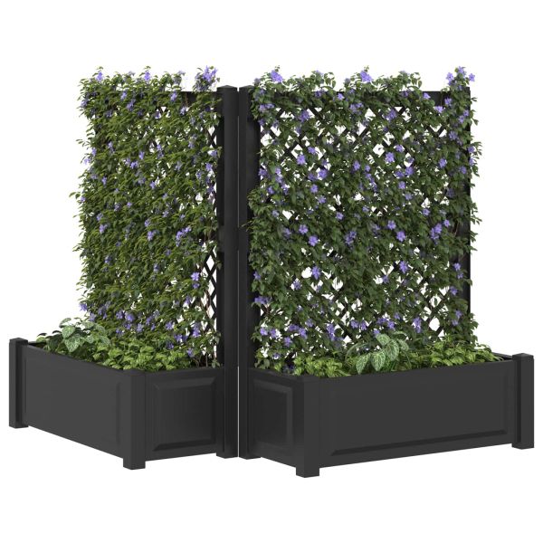 Голяма саксия с решетка 2 pcs Антрацит 143 x 143 x 133,5 см ПП