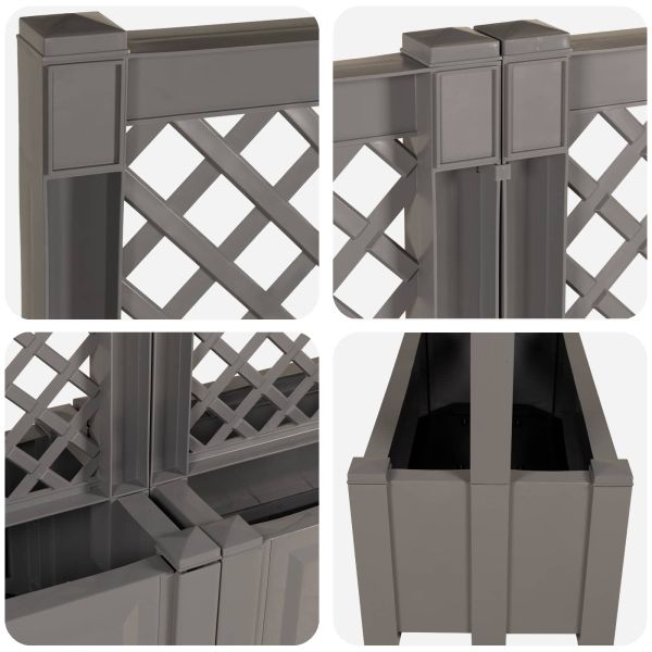Голям сандък с решетка 2 pcs Сиво 200 x 43 x 133,5 см ПП