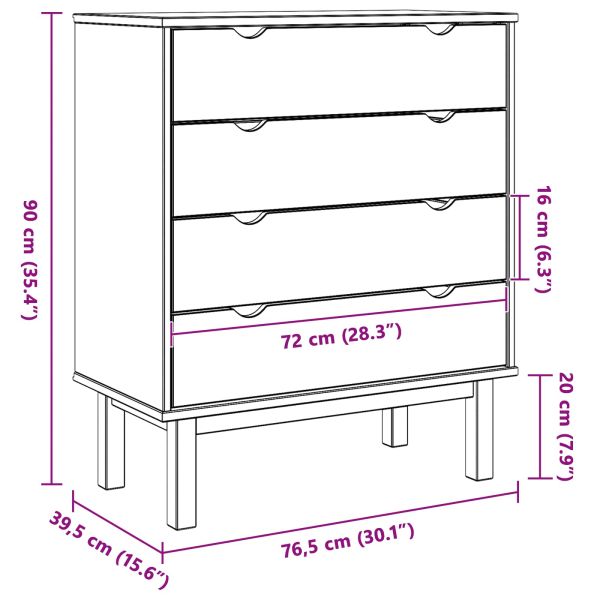 Плика OTTA Черно 76,5 x 39,5 x 90 см Масивна борова дървесина