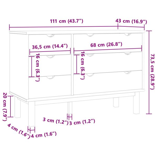 Чекмеджетен шкаф с чекмедже OTTA Черно 111 x 43 x 73,5 см