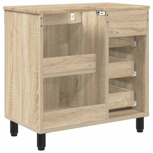 Шкаф със светло за баня Дъб сонома 60 x 35 x 60 см