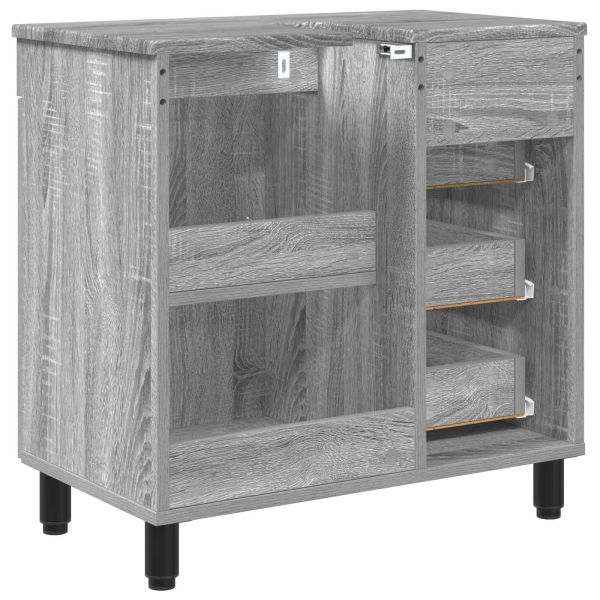 Шкаф със светло за баня Сив Сонома 60 x 35 x 60 см