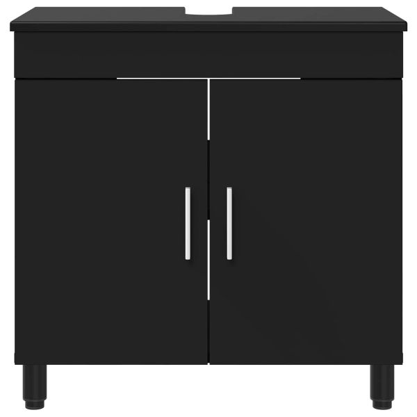 Шкаф със светло за баня Черно 60 x 35 x 60 см