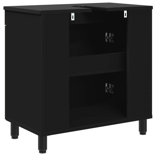Шкаф със светло за баня Черно 60 x 35 x 60 см