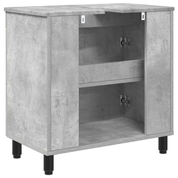 Шкаф със светло за баня Бетонно сиво 60 x 35 x 60 см