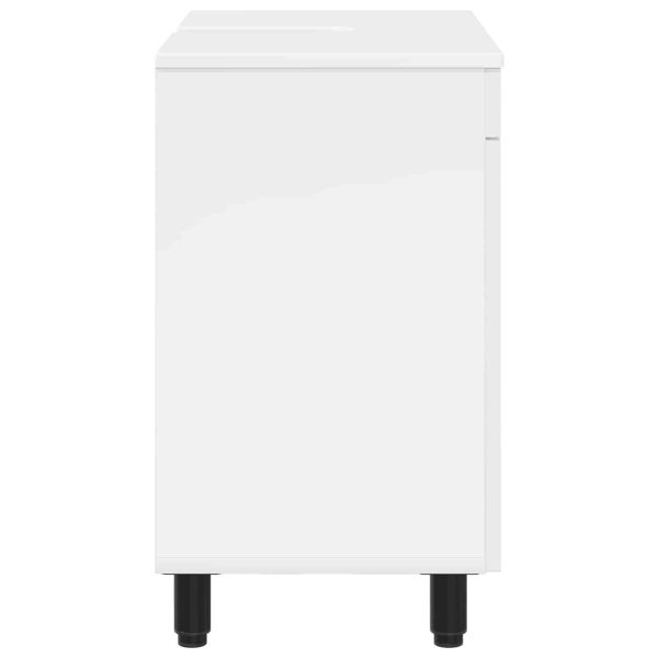Шкаф със светло за баня Бял гланц 60 x 35 x 60 см