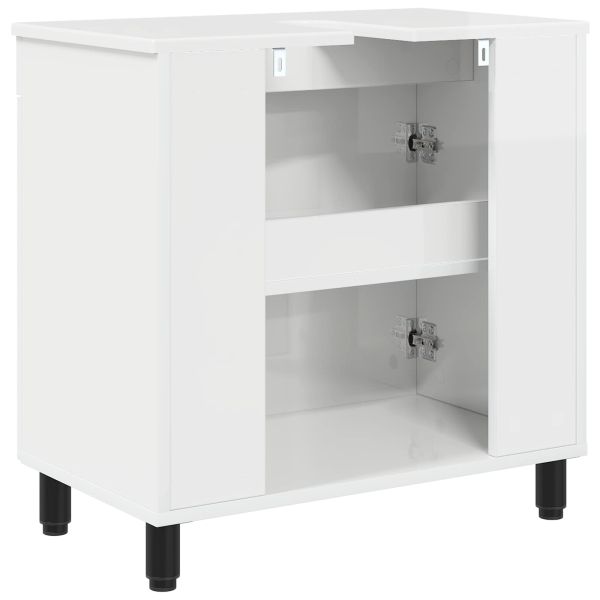 Шкаф със светло за баня Бял гланц 60 x 35 x 60 см