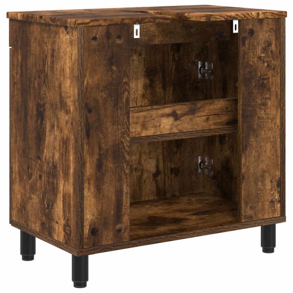Шкаф със светло за баня Опушен дъб 60 x 35 x 60 см