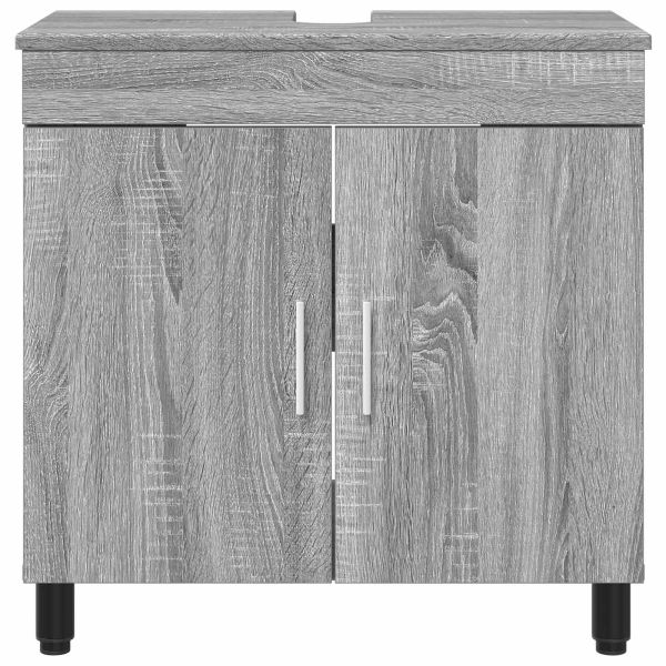 Шкаф със светло за баня Сив Сонома 60 x 35 x 60 см