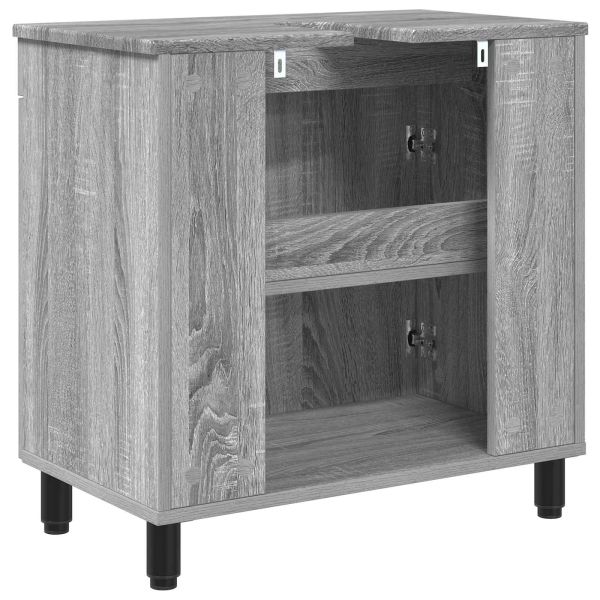 Шкаф със светло за баня Сив Сонома 60 x 35 x 60 см