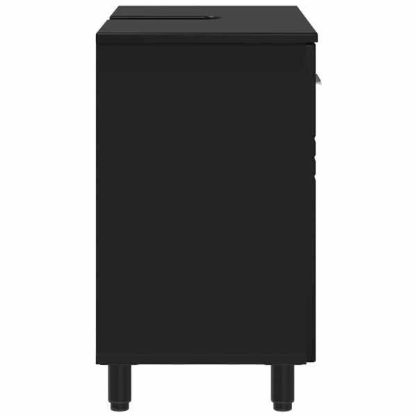 Шкаф със светло за баня Черно 60 x 35 x 60 см