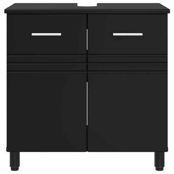 Шкаф със светло за баня Черно 60 x 35 x 60 см