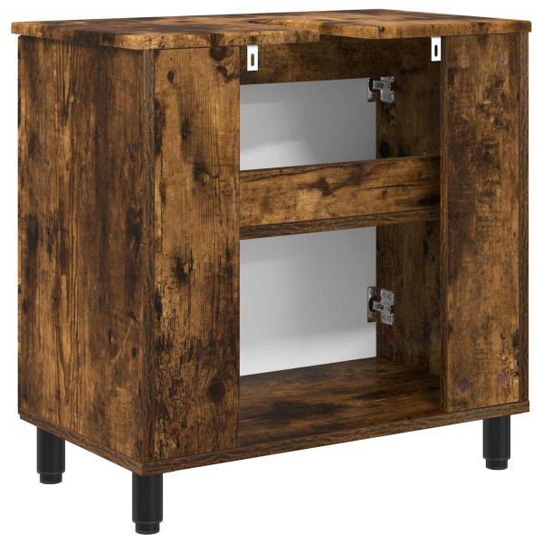Шкаф със светло за баня Опушен дъб 60 x 35 x 60 см