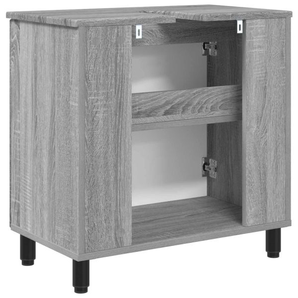 Шкаф със светло за баня Сив Сонома 60 x 35 x 60 см