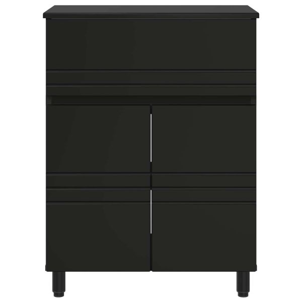 Шкаф със светло за баня Черно 60 x 35 x 80 см