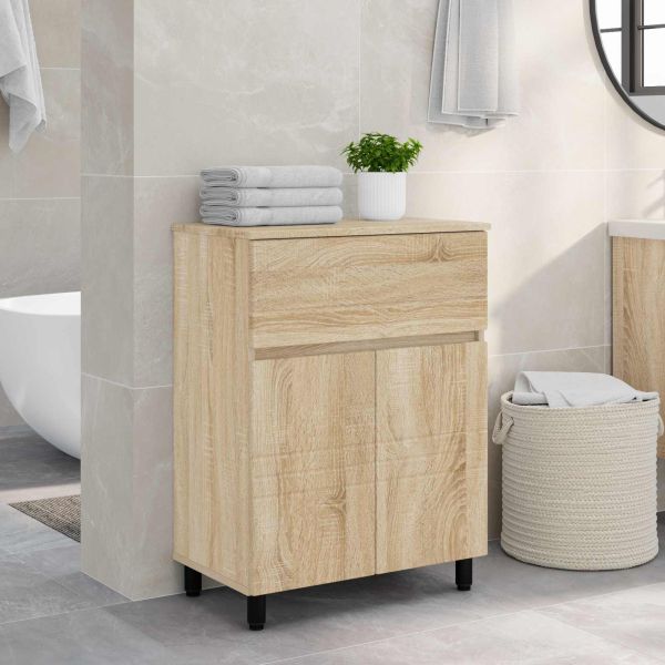 Шкаф със светло за баня Дъб сонома 60 x 35 x 80 см