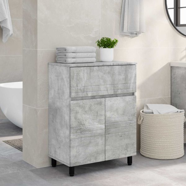 Шкаф със светло за баня Бетонно сиво 60 x 35 x 80 см