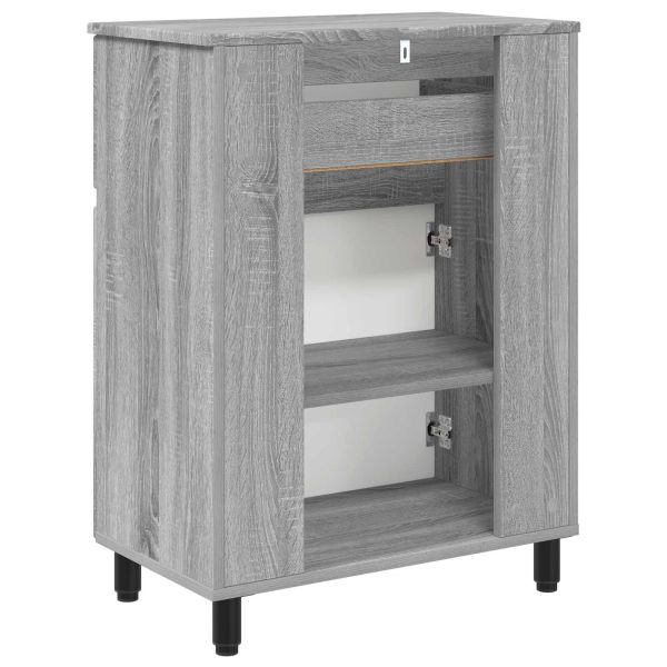 Шкаф със светло за баня Сив Сонома 60 x 35 x 80 см
