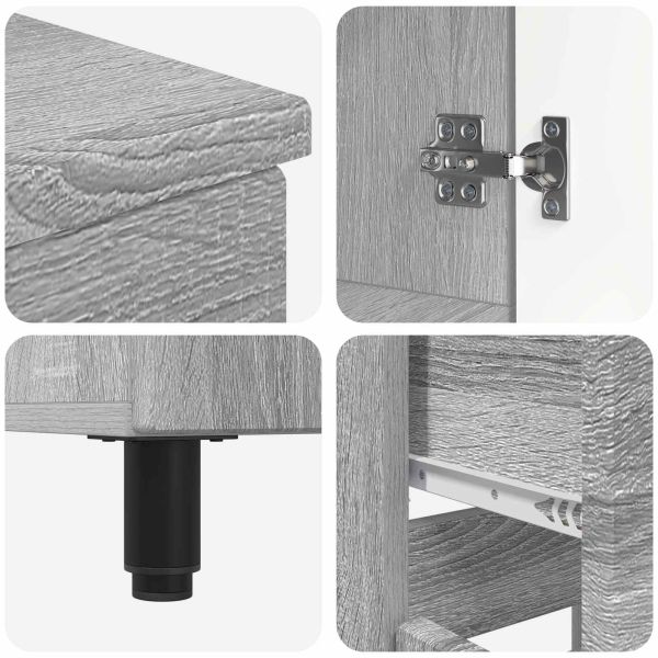Шкаф със светло за баня Сив Сонома 60 x 35 x 80 см