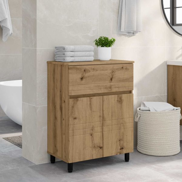 Шкаф със светло за баня Дъб артизан 60 x 35 x 80 см