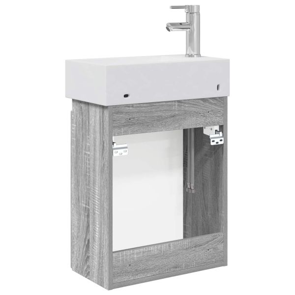 Мивка за баня със смесител Сив Сонома 45,5 x 22,5 x 84 см