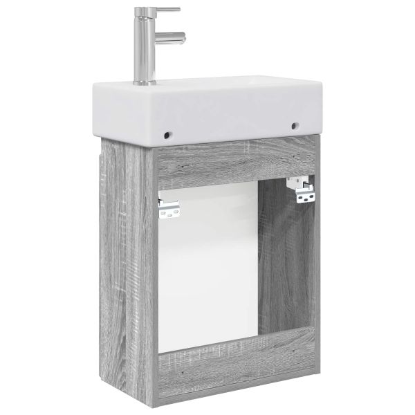Мивка за баня със смесител Сив Сонома 45,5 x 22,5 x 84 см