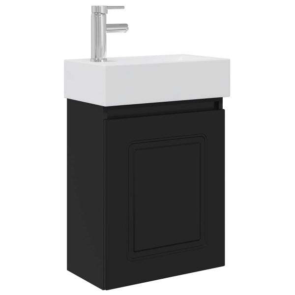 Мивка за баня със смесител Черно 45,5 x 22,5 x 84 см