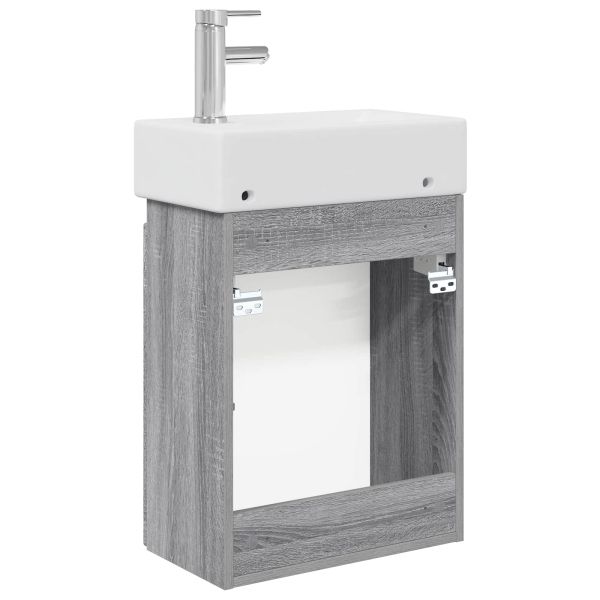 Мивка за баня със смесител Сив Сонома 45,5 x 22,5 x 84 см