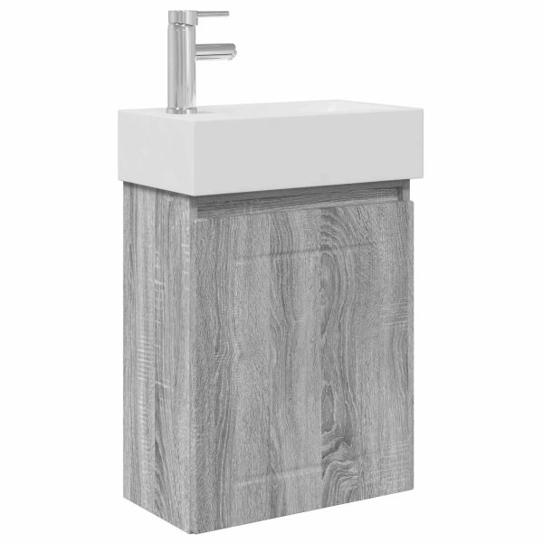 Мивка за баня със смесител Сив Сонома 45,5 x 25,5 x 84 см