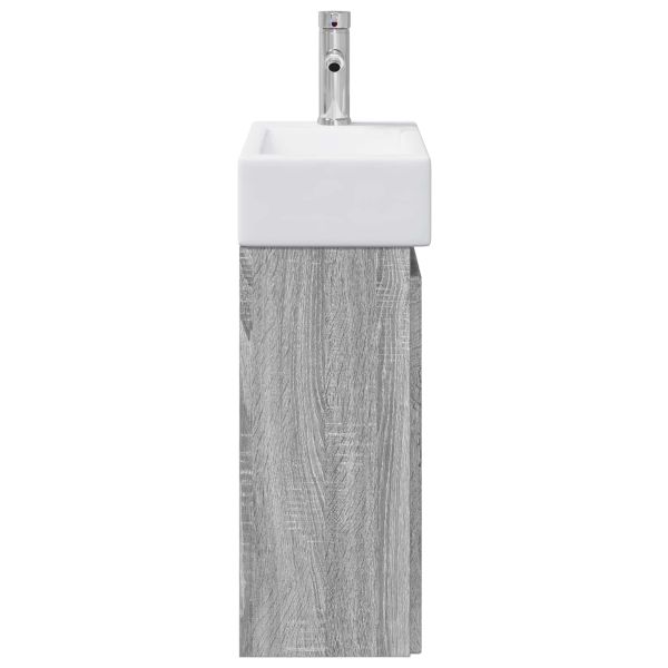Мивка за баня със смесител Сив Сонома 45,5 x 25,5 x 84 см