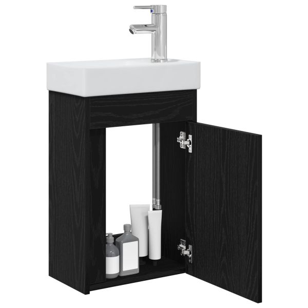 Мивка за баня със смесител Черен дъб 40,5 x 22,5 x 62 см