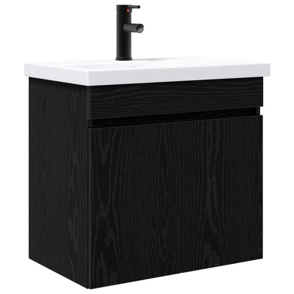 Мивка за баня със смесител Черен дъб 61 x 40 x 74,5 см