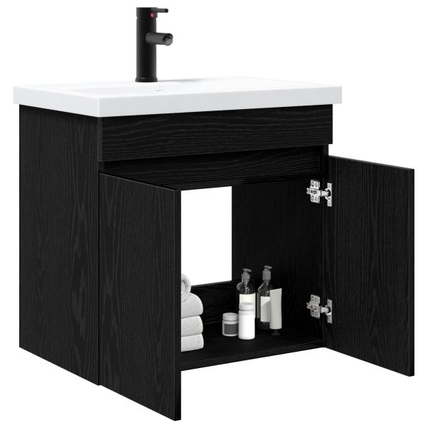 Мивка за баня със смесител Черен дъб 61 x 40 x 74,5 см