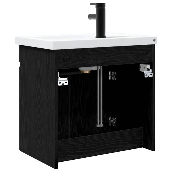 Мивка за баня със смесител Черен дъб 61 x 40 x 74,5 см