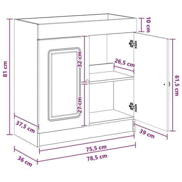 Мебел под мивка за баня Опушен дъб 78,5 x 37,5 x 81 см