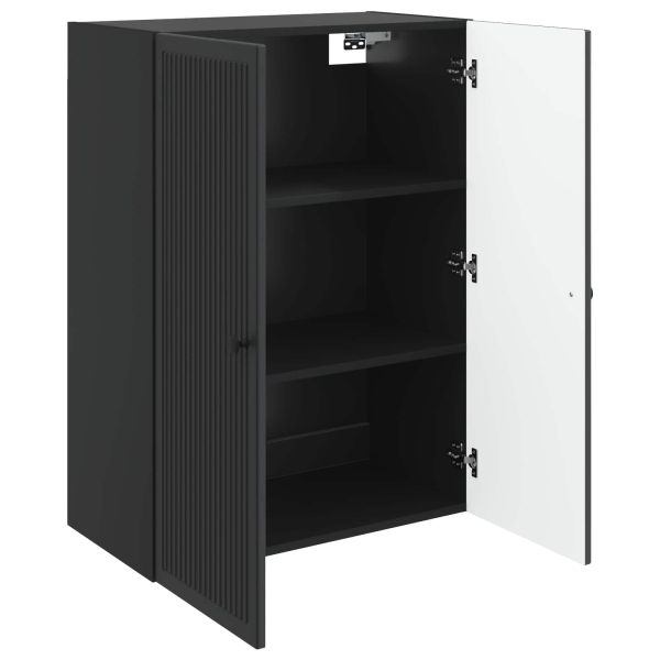 Стенно шкафче Черно 66 x 34,5 x 90 см Инженерна дървесина