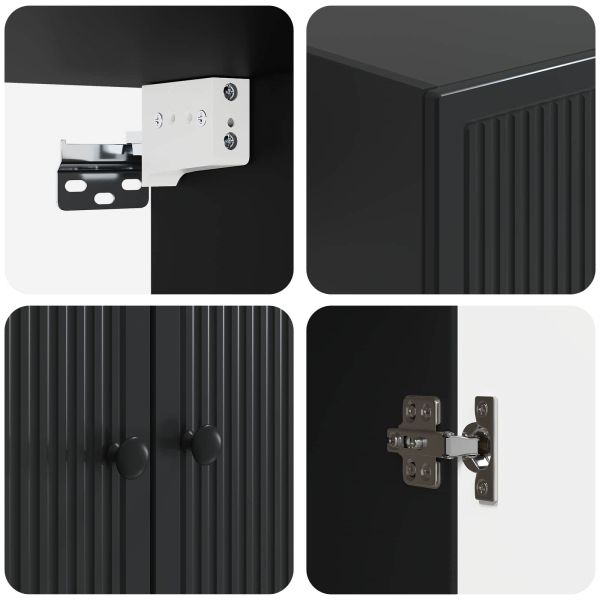 Стенно шкафче Черно 66 x 34,5 x 90 см Инженерна дървесина