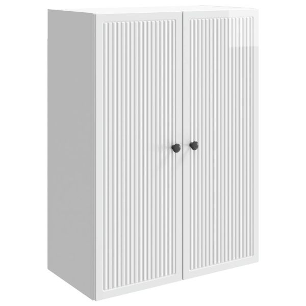 Стенно шкафче Бял гланц 66 x 34,5 x 90 см Инженерна дървесина