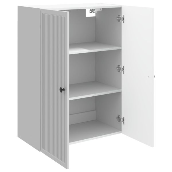 Стенно шкафче Бял гланц 66 x 34,5 x 90 см Инженерна дървесина