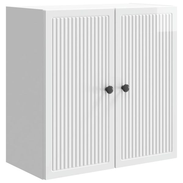 Стенно шкафче Бял гланц 59 x 31 x 60 см Инженерна дървесина