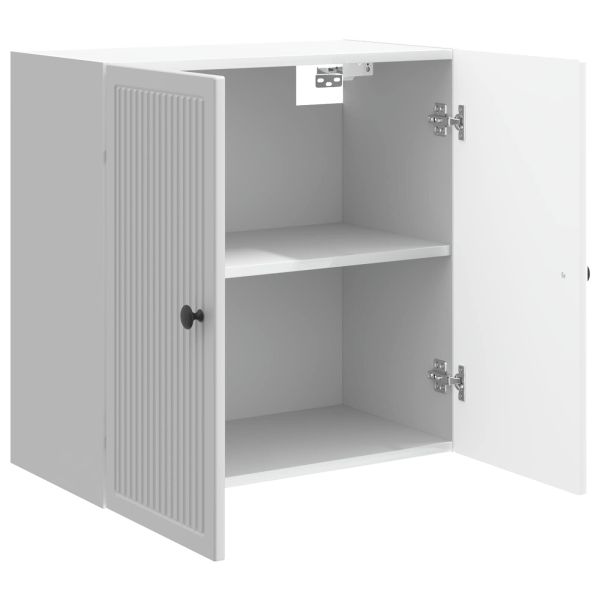 Стенно шкафче Бял гланц 59 x 31 x 60 см Инженерна дървесина