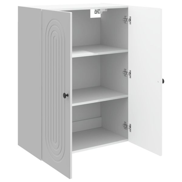 Стенно шкафче Бял гланц 66 x 34,5 x 90 см Инженерна дървесина