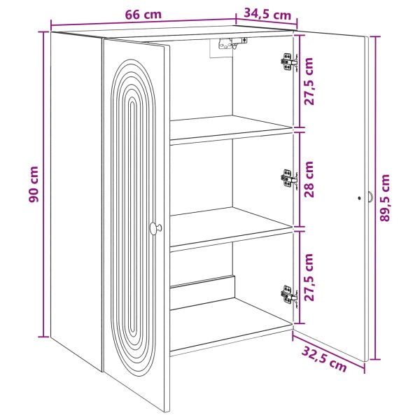 Стенно шкафче Сив Сонома 66 x 34,5 x 90 см Инженерна дървесина
