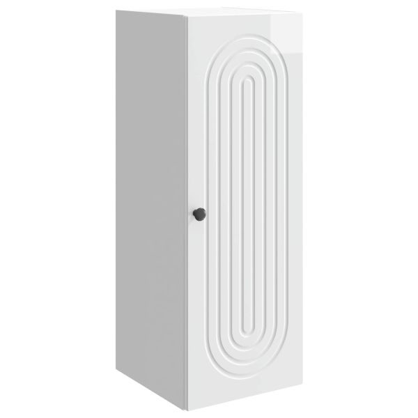 Стенно шкафче Бял гланц 33 x 34,5 x 90 см Инженерна дървесина