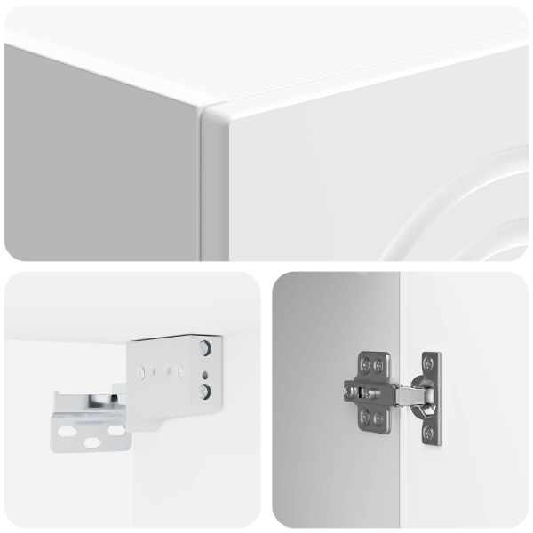 Стенно шкафче Бял гланц 33 x 34,5 x 90 см Инженерна дървесина