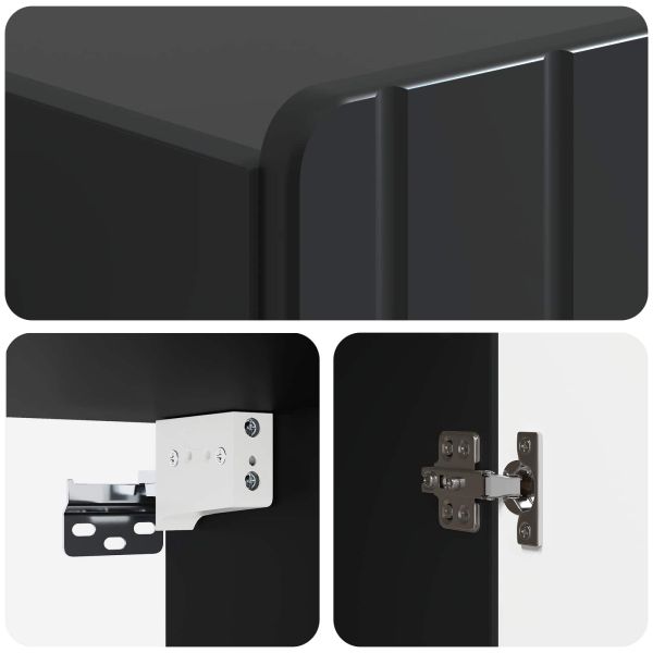 Стенно шкафче Черно 66 x 34,5 x 92 см Инженерна дървесина
