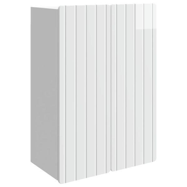 Стенно шкафче Бял гланц 66 x 34,5 x 92 см Инженерна дървесина