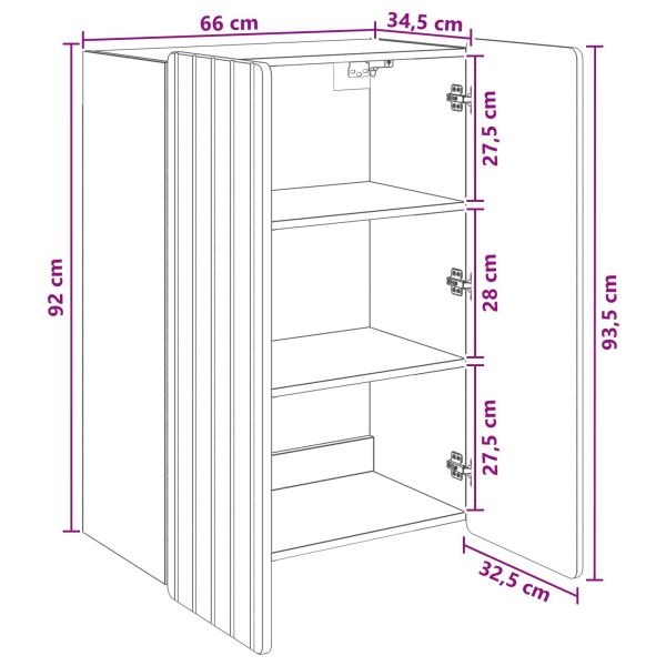 Стенно шкафче Опушен дъб 66 x 34,5 x 92 см Инженерна дървесина