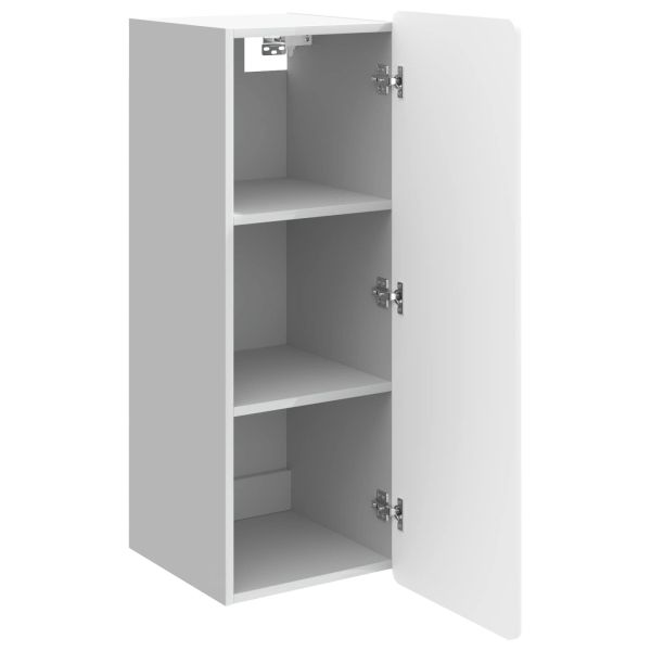 Стенно шкафче Бял гланц 33 x 34,5 x 94 см Инженерна дървесина
