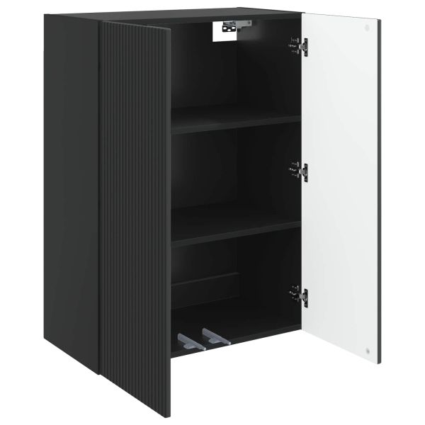 Стенно шкафче Черно 66 x 34,5 x 90 см Инженерна дървесина